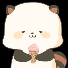 Cute panda-like character with ice cream