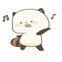 Cute panda-like character dancing